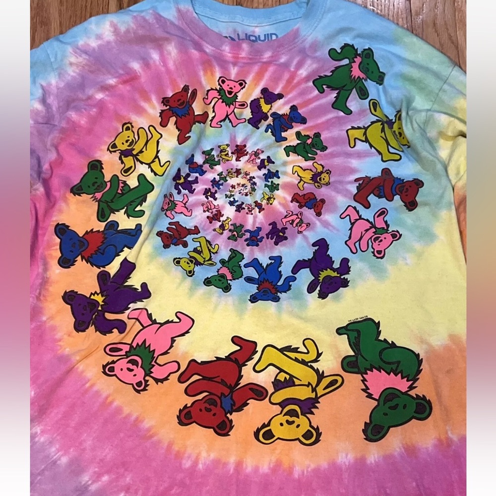 Vintage 1995 Grateful Dead Spiral Dancing Bears Long Sleeve Tie Dye Shirt XL - Picture 2 of 5